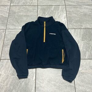 Vans Cropped Quarter Zip Fleece Pullover Navy Yellow Zip